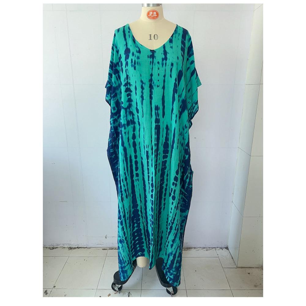 Plus Size Boho Kaftan Dress, Women's Plus Maxi Cover Up Dress