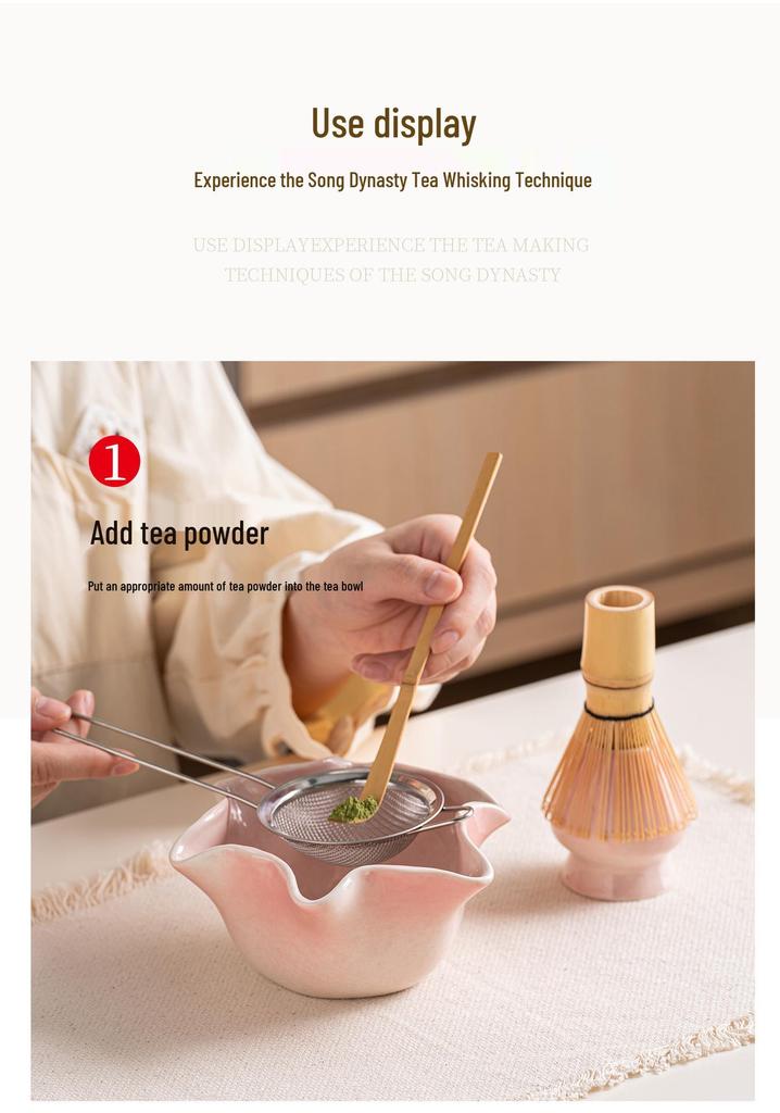 Japanese Lotus Leaf Matcha Bowl Set with Whisk - Tea Ceremony Matcha Mixing Tools