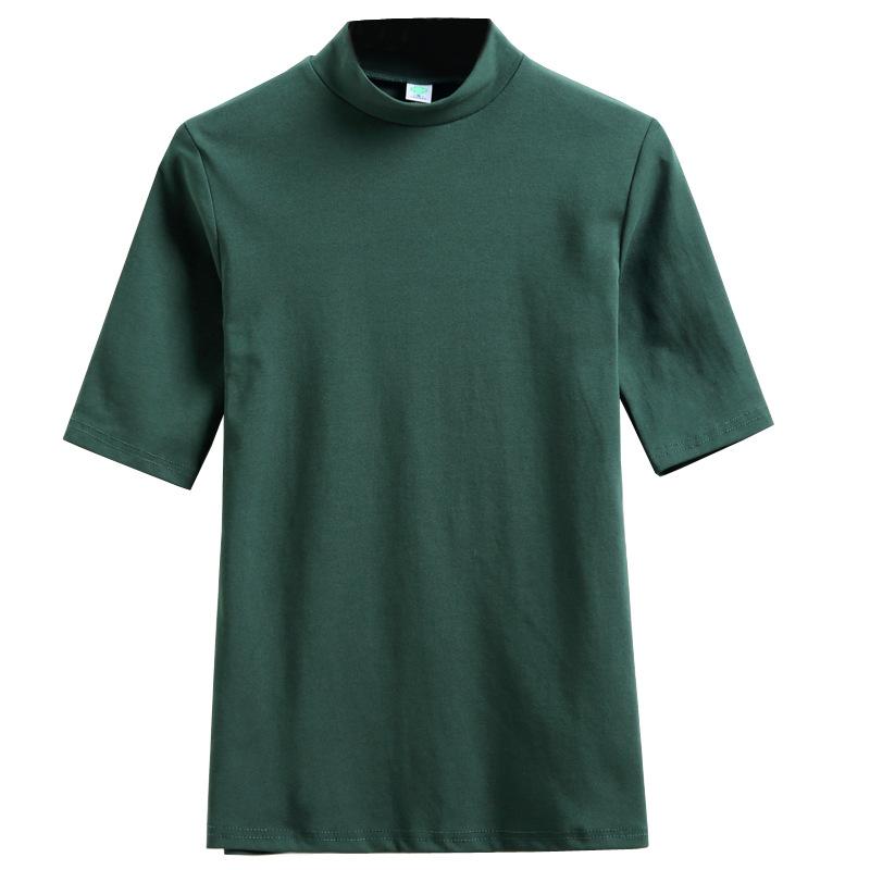 Women's Mid-Sleeve T-shirt Cotton Half Turtleneck Bottoming Shirt New Spring and Autumn Clothing Korean Style