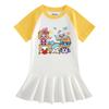 Sommerliches Koreanisches Cartoon-Mädchen-Kurzarmkleid mit gefaltetem Rüschenrock