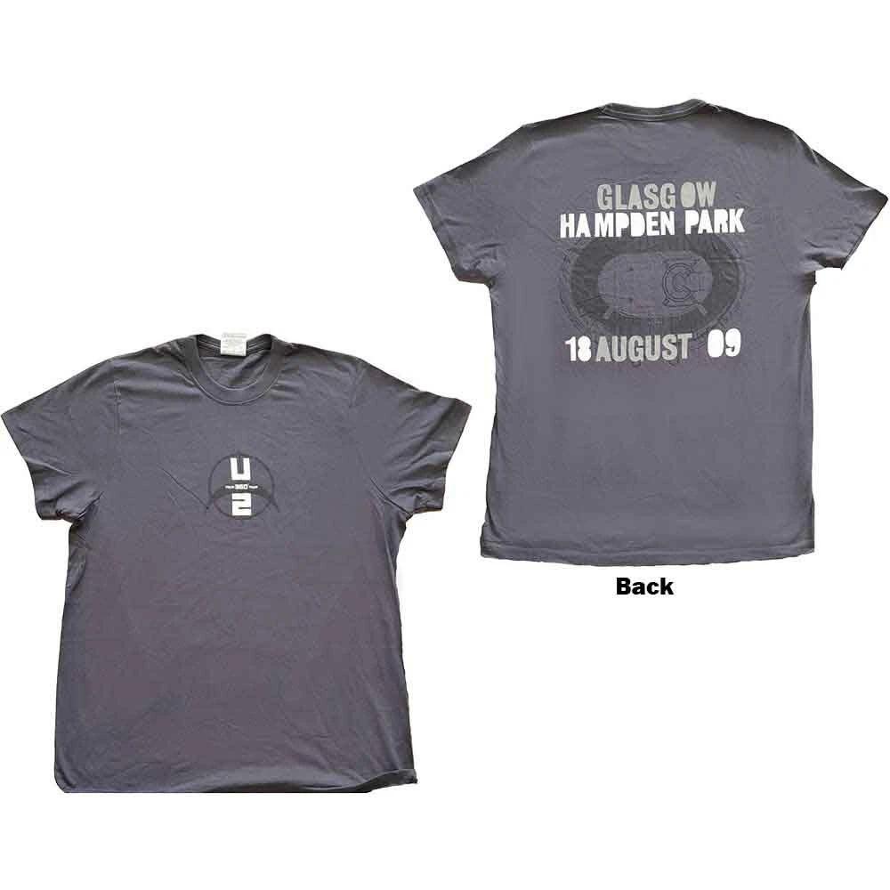 U2 Unisex T-Shirt: 360 Degree Tour Glasgow 2009 (Back Print) (Ex-Tour) (Medium) 3XL