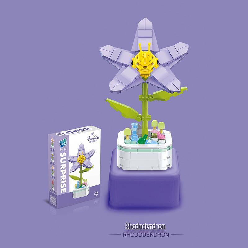 Kids' Educational Interlocking Building Blocks - Flower Potted Plant (Rose & Epiphyllum) Compatible with Top Building Block Models