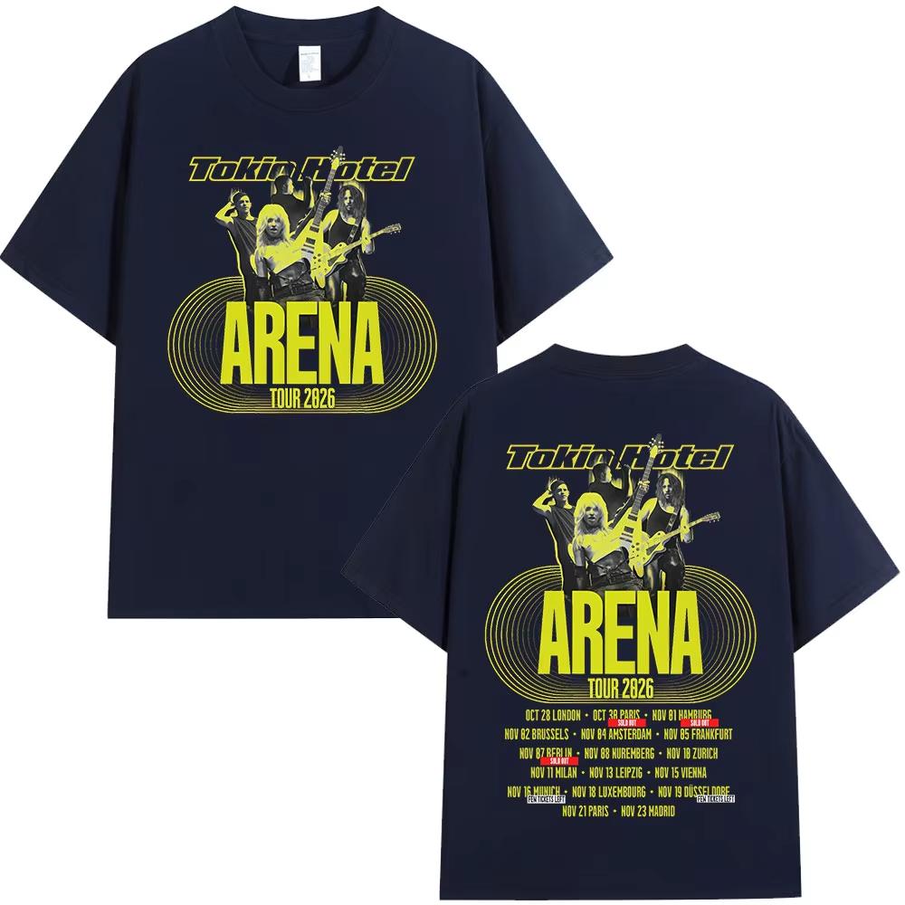 Rock Band Tokio Hotel Arena Tour 2026 Merch TShirts Unisex Unisex Fashion Vintage Short Sleeve TShirt High Quality Cotton T Shirts