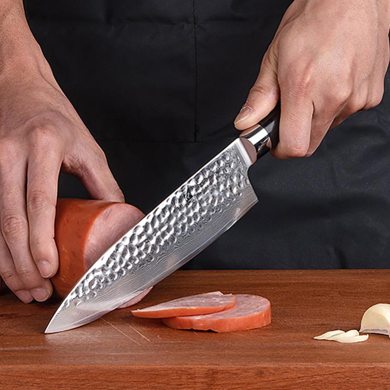 8 Inch Chef Knife 67-layers Damascus Steel Blade Ebony Handle Slicing Vegetables Cleaver Meat Handmade Forged Kitchen Knives