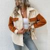Women's Spliced Woolen Warm Polar Fleece Lapel Thickened Jacket