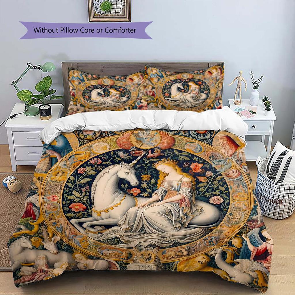 1PC Horse Bedding Quilt Set Quilt Cover Pillowcase Home Decoration Birthday Gift (1 * duvet cover + 2 * pillowcase, without core)