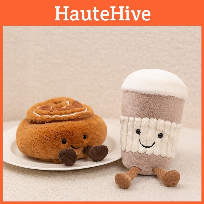 Cup Coffee Teapot Baguette Cinnamon Roll Baguette Plush Toys Short Fabric Kids