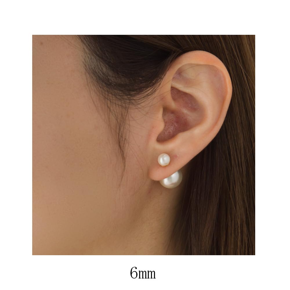 Made in double pearl earrings with back catch 6mm [Melody Accessories] Japan, (PI-N12)