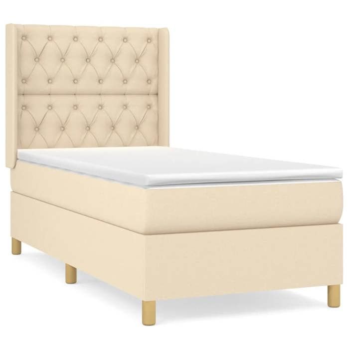 VidaXL Divan Bed with Mattress Cream 80x200 Cm Fabric - Model 3132190