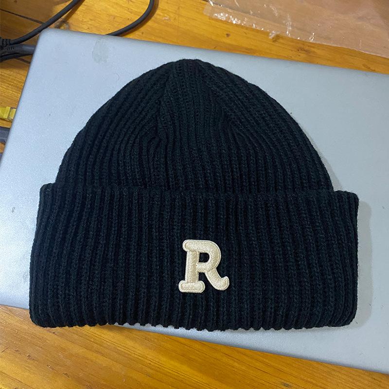New Japanese Versatile Thickened Letters To Show The Face Small Wool Hat for Women In Winter Warm Ear Protection Knitted Hat Korean Version