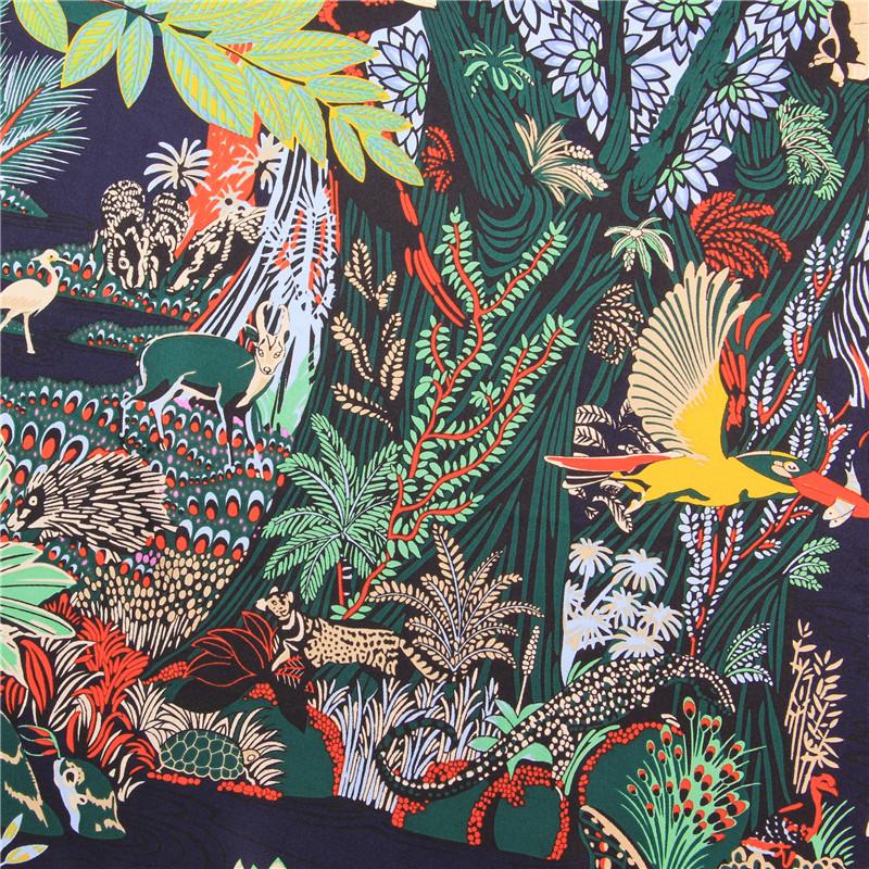 90Cm Manual Hand Rolled Twill Silk Scarf Women Foreast Animals Print Square Scarves Echarpes Foulards Femme Wrap Bandana Hijab