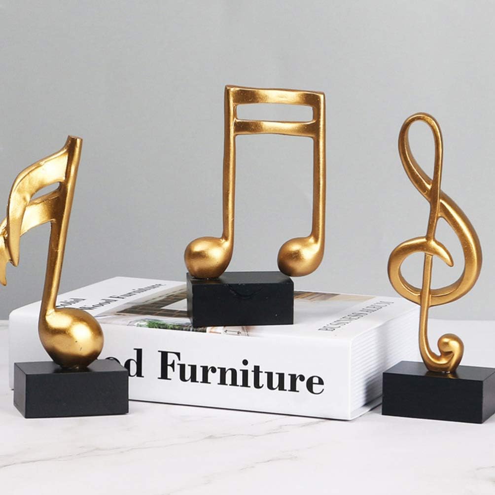 DOITOOL 3pcs Music Note Decor Musical Note Figurines Tabletop Musical Sculptures Resin Statue Crafts Music Note Figurine for Table Centerpiece Crafts