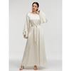 Womens Luxury Elegant Long Sleeve Beaded European Style Long Dress