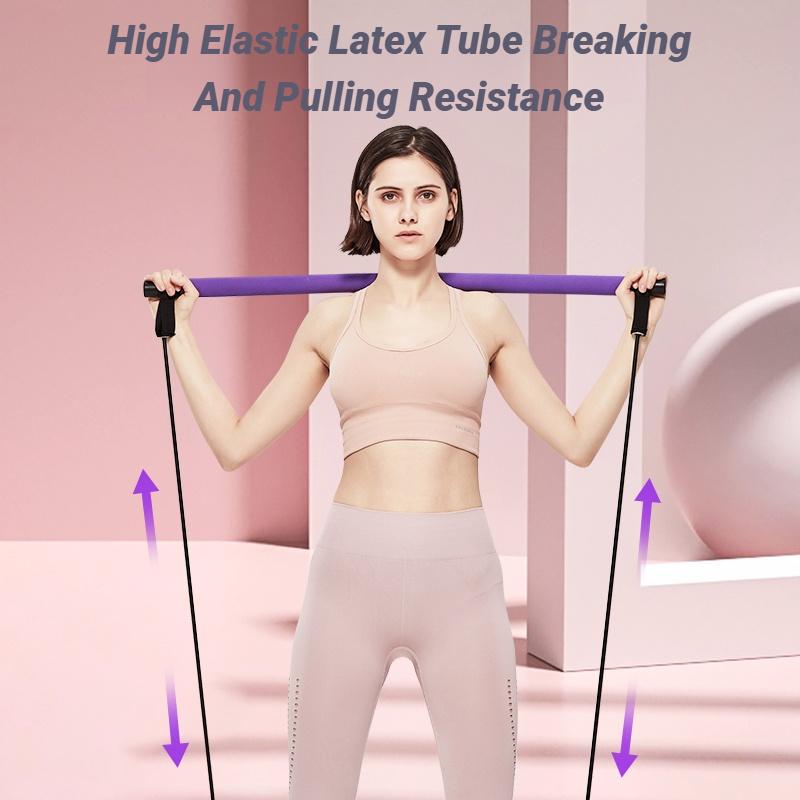 Portable Yoga Pilates Bar Stick With Resistance Band For Muscle Toning Fitness Stretching Body Workout Exercise