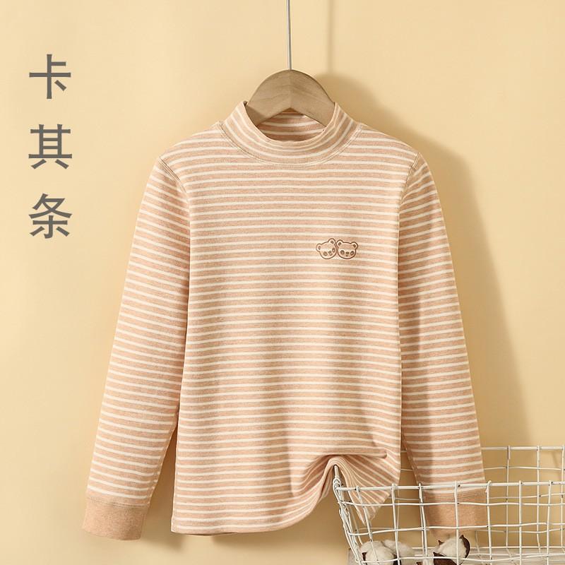 Kids Thermal Underwear Set Fleece Lined Mid-Collar Cotton Sleepwear Boys Girls Winter