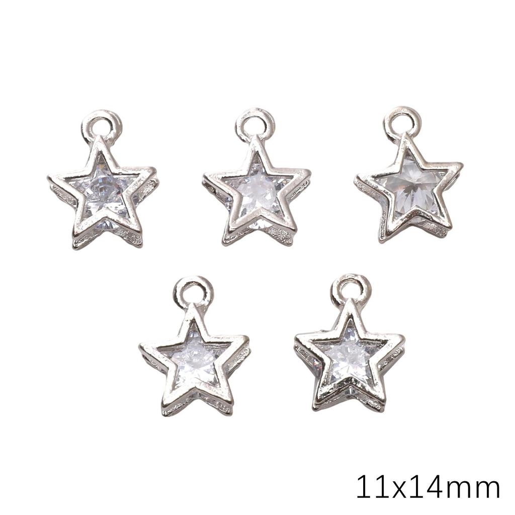Alloy Charms Inlaid Zircon Heart Star Rhinestone Pendant Accessory For DIY Earring Necklace Accessories