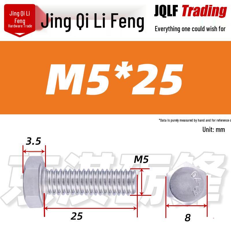 201 Stainless Steel Hex Head Full Thread Bolt: Wear & Corrosion Resistant, M4-M14 for Aerospace Machinery