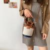 Vintage Color Block Bucket Bag Trendy Shoulder Purse Fashion Round Cylinder Crossbody Handbag for Women CLE
