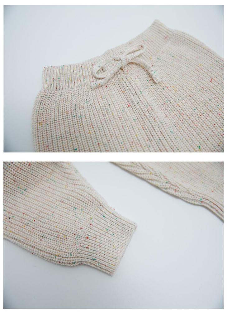 Europäische und Amerikanische Kinder Bunte Punkte Reine Baumwolle Basis Schicht Gestrickte Wollhose - Herbst/Winter für Säuglinge, Jungen und Mädchen.