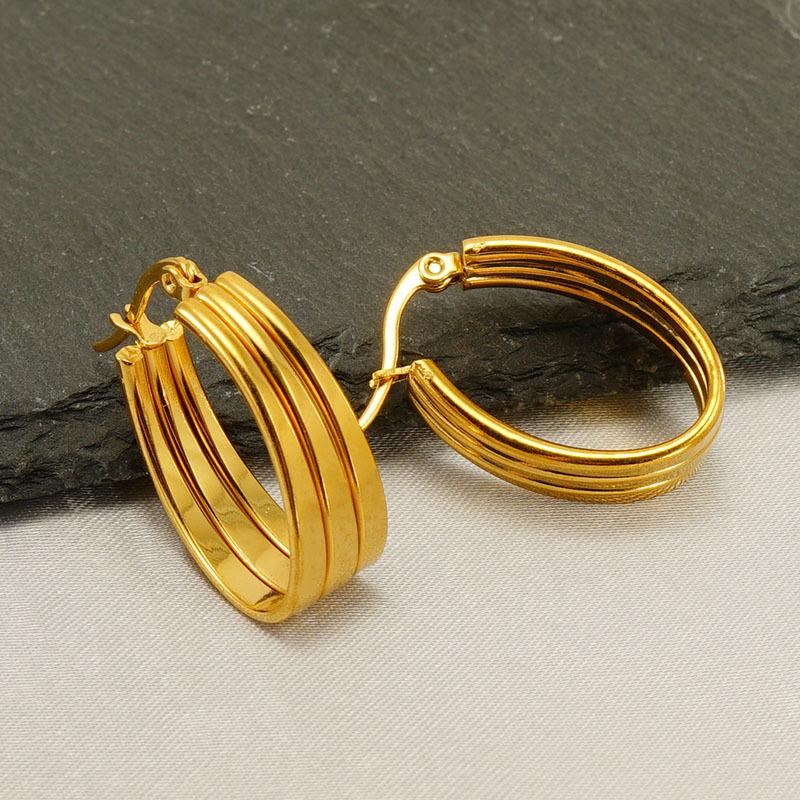 2023 Multi-Layer 18k Gold Plated Stainless Steel Earrings - Fashionable, Simple, Versatile Titanium Steel Hoops