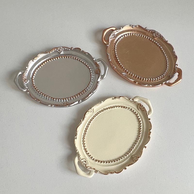 Vintage Jewelry Display Tray Oval European Decorative Plate Storage Tray Earrings Necklace Ring Display Sauce Dish Desktop Decor