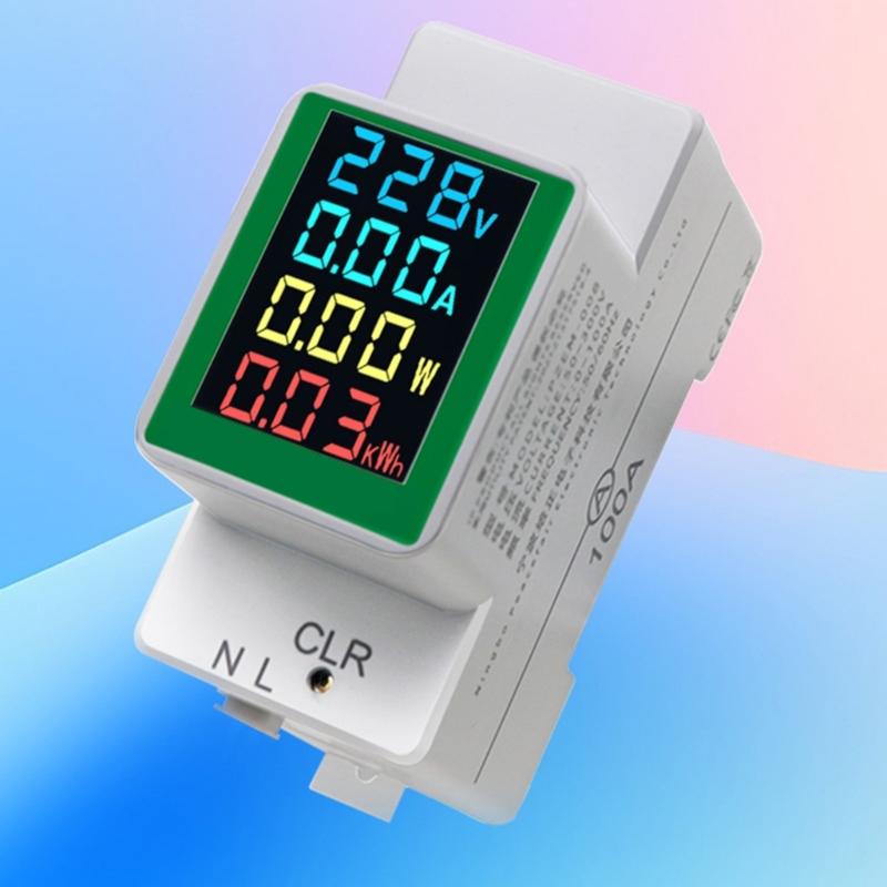 Digital Single Phase Energy Meter Tester ,AC50-300Volt 100A Voltmeter Ammeter Watt Kwh,Din Rail Electricity Usage Meter