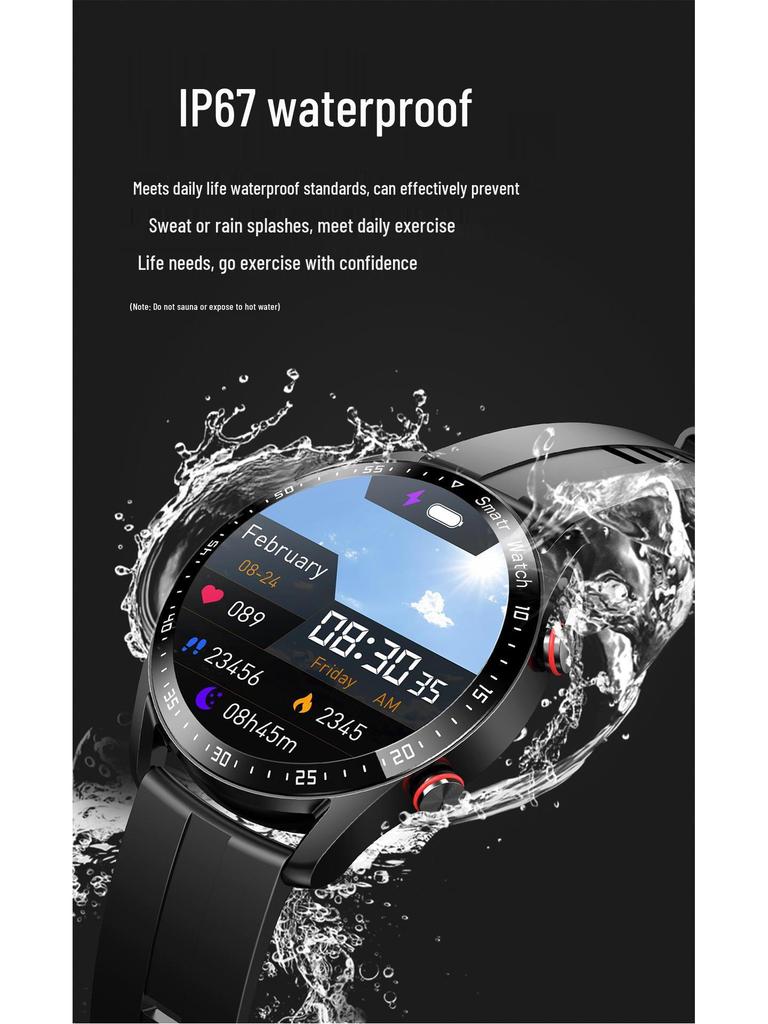 HW20 Waterproof Bluetooth Smart Watch with ECG+PPG, Stainless Steel Strap, Business Edition.