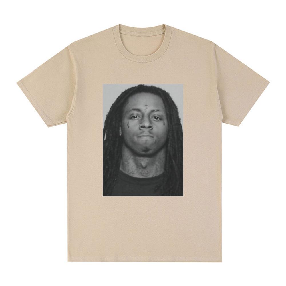 Rapper Lil Wayne Mugshot Graphic T-shirt 100% Cotton Comfort Loose T Shirt Men Hip Hop Vintage Short Sleeve Oversized T-shirts