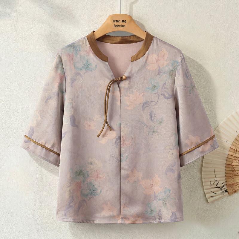 Grand Tang Lady New Chinese Style Jacquard Women s T-Shirt L