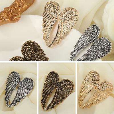 Accessories Hip Hop Single Women Men Metal Rings Retro Big Heart Shape Wings Angel Wings Ring