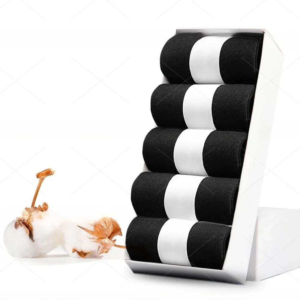 5 10 Pairs Men Socks Cotton Blend Black Business Casual Soft Breathable for Spring Summer Autumn Winter Size 6-13