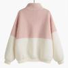 Thickened Warm Velvet Women Pullover Sweatshirt Stand Collar Half Zipper Top