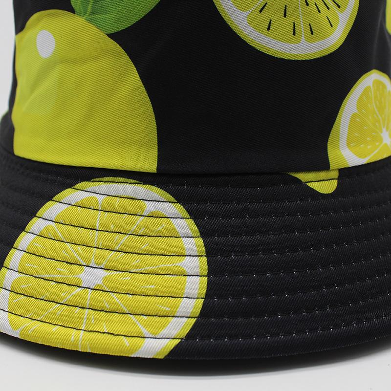 Tropical Print Fruit Pattern Bucket Hat Women Summer Lemon Sports Visor Hat Casual Pot Hat