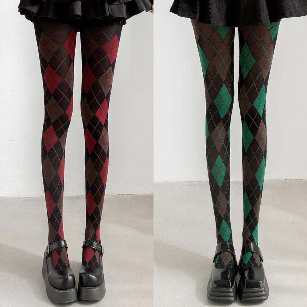 Retro Plaid Tights Pantyhose JK Japanese Style Pantyhose Legging New High Pantyhose  Women