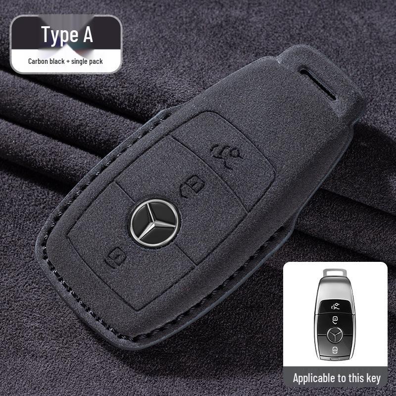 Mercedes-Benz E300L/GLC260/E260L Key Cover with Full Suede and Buckle - Men's Interior Decoration