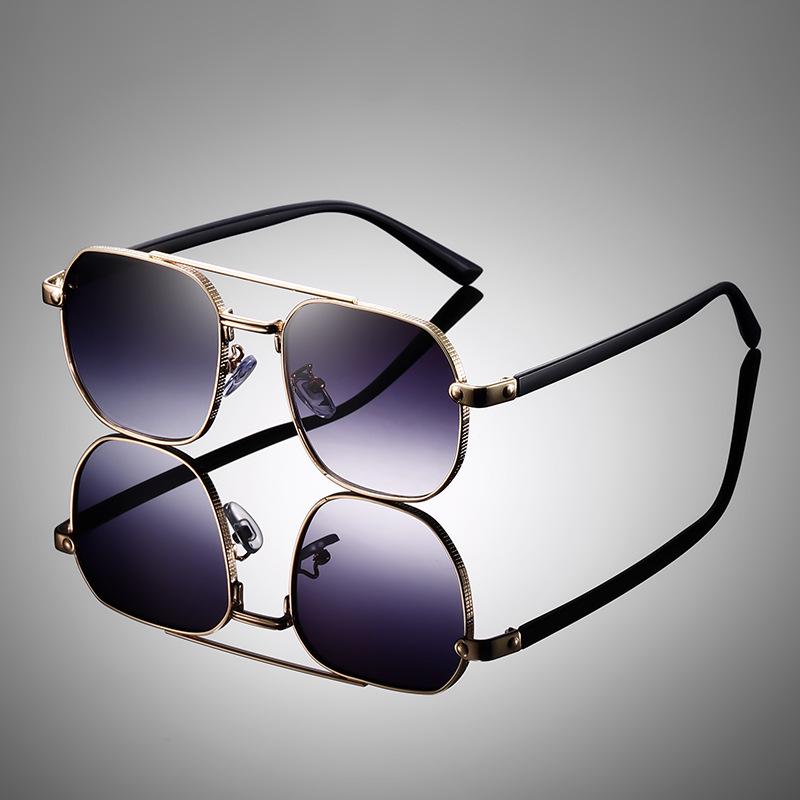 Unisex Retro Double Bridge Sunglasses: Night Vision, Alloy Frame, Trendy Street Style 2404.