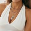 3/4Pcs Simple Jesus Cross Pendant Choker Stacking Necklace For Women Trendy Colorful Crystal Chain Christian Jewelry Gift