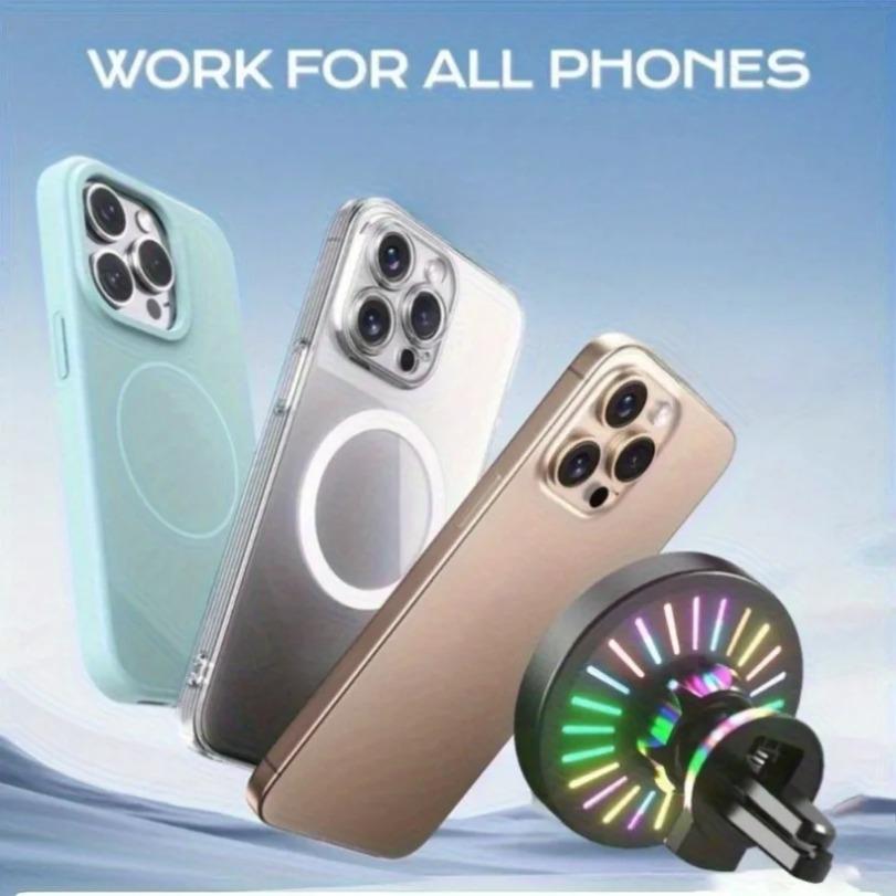 Xiaomi RGB Light Car Magnetic Wireless Charger Phone Holder Air Vent Stand For Magsafe iPhone 16 15 14 13 12 Pro Max Fast Charging Dock