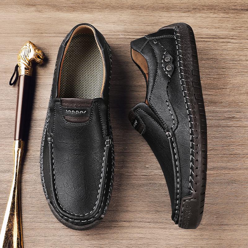 Men Genuine Leather Casual Shoes Breathable Moccasins Business Flats Driving Shoes Mens Moccasin Size 38 48