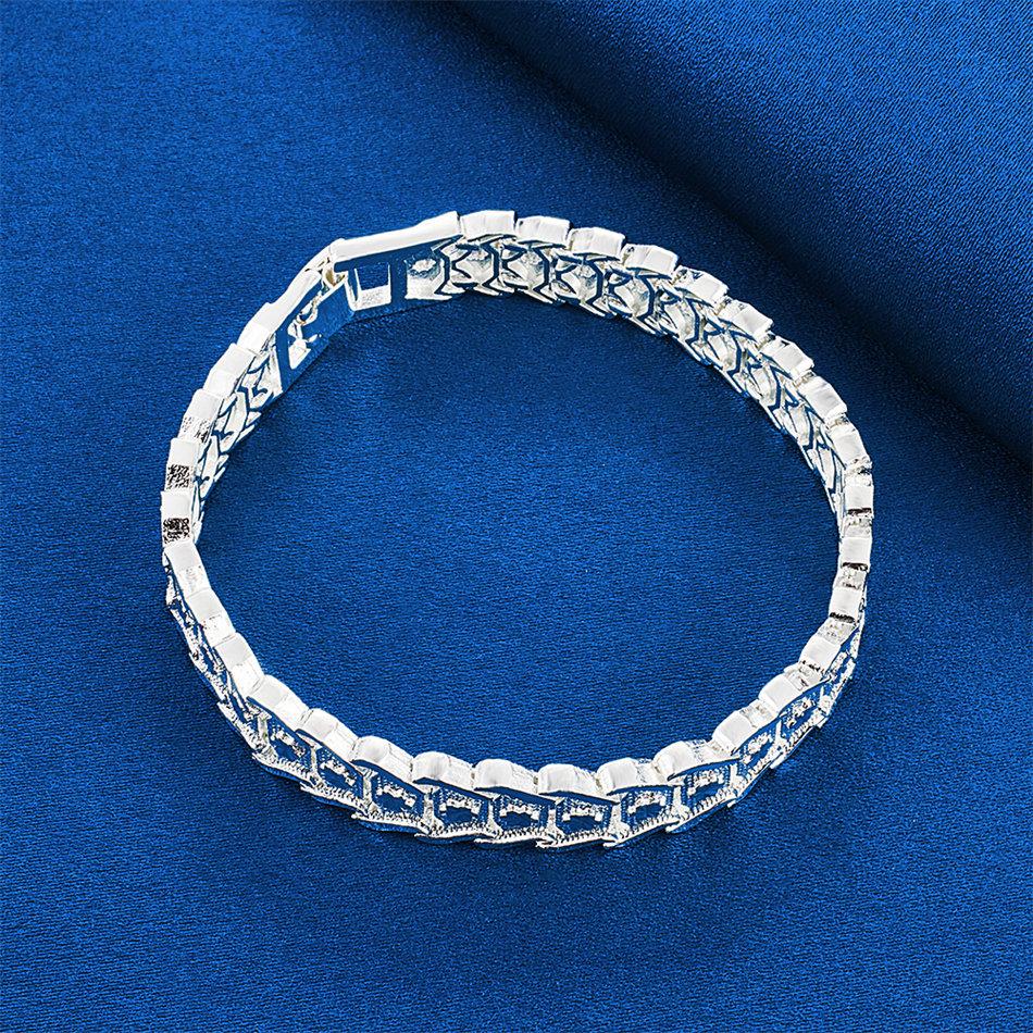Elegant 925 sterling silver 8-inch exquisite strap bracelet for women's fashion parties, wedding gifts and accessories