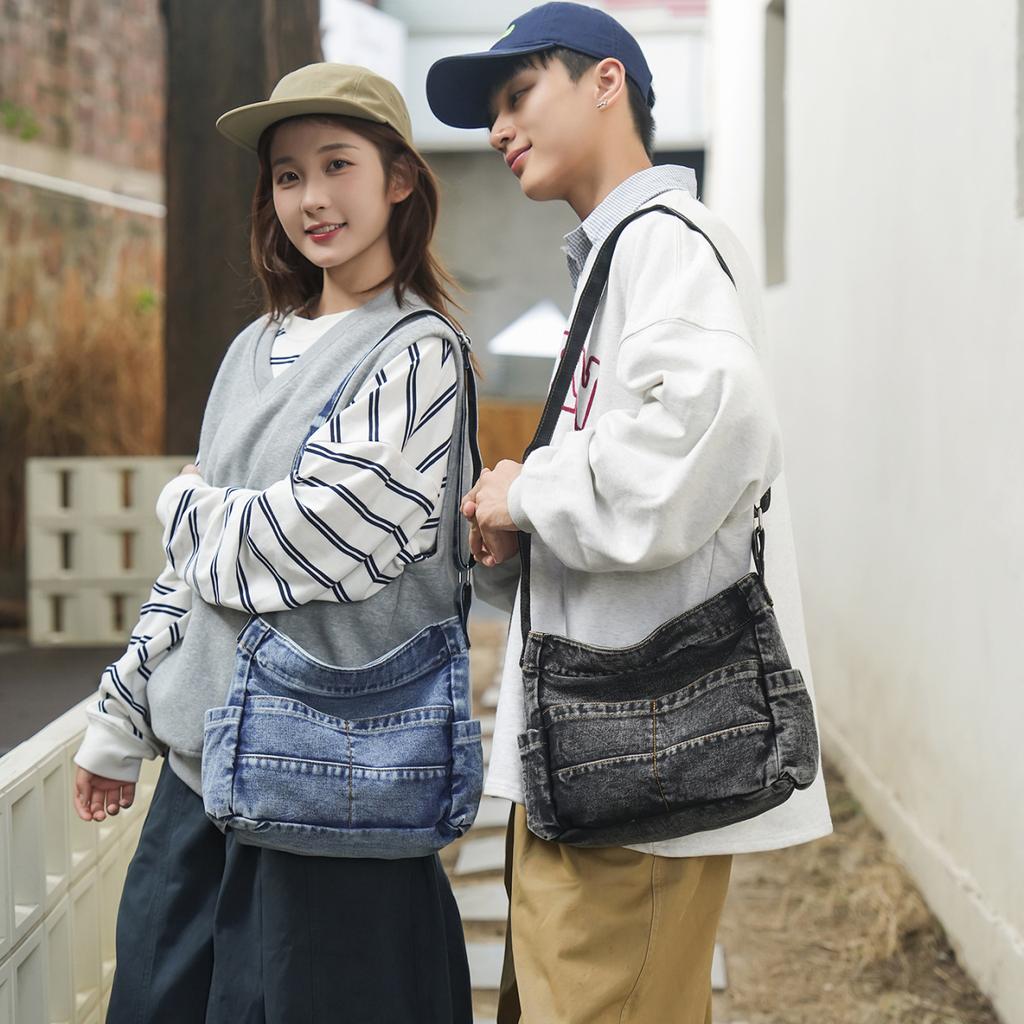 Crossbody Bag Boys Trendy Brand Youth Outdoor Commuter Denim Canvas Bag High Value Niche Tooling Shoulder Bag Women