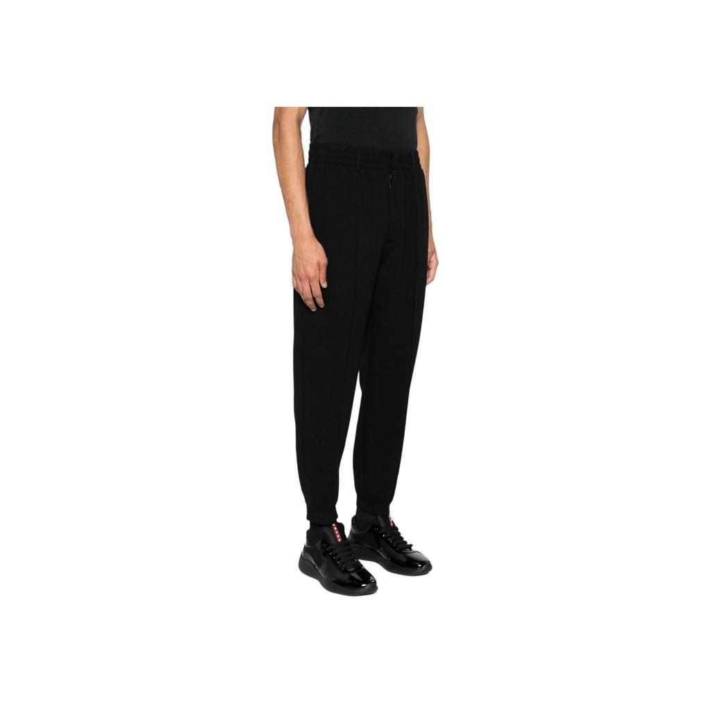 Emporio Armani Solid Color Mid-Rise Tapered Relaxed Pants Men Bottoms Black 3D1P75-1JHSZ-0999