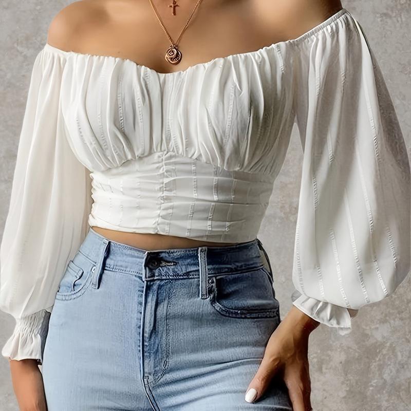 Women's Elegant Off-Shoulder Puff Sleeve Summer Blouse