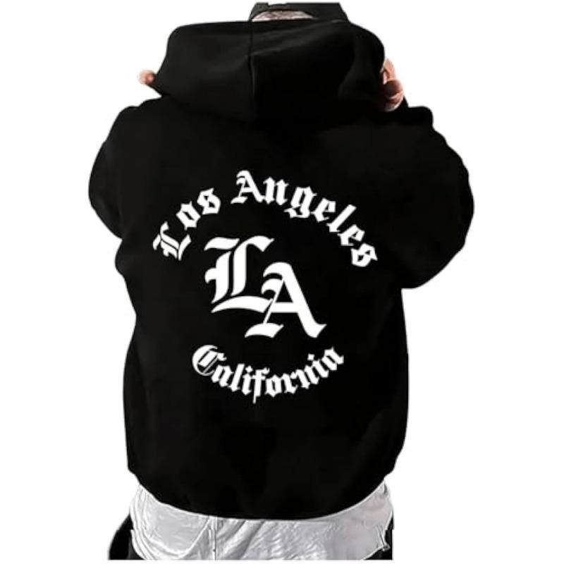 Men's Oversized Graphic Hooded Sweatshirt Letter Figure Print Hoodie Pullover Top