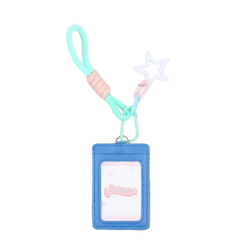 Portable ID Card Badge Holder Korea Version Star Small Photocard Sleeves with Pendant Keychain