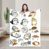 Mofusand Japanese Shark Cat  Blankets Quality Warm Cozy  Throw Blanket Autumn Picnic Chair Sofa Bed Graphic Bedspread