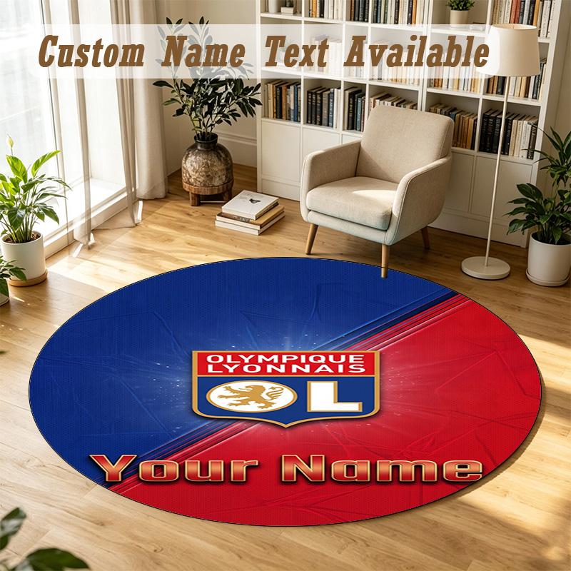 Round Rug Custom NameLyon FC Pattern Non Slip Carpet Home Floor Decor