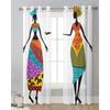 African Women Ethnic White Sheer Drapes for Living Room Decoration Window Curtains for Kitchen Curtains