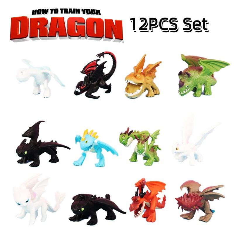 123q Set Of 12 Pvc Figures From Popular How To Train Your Dragon Series