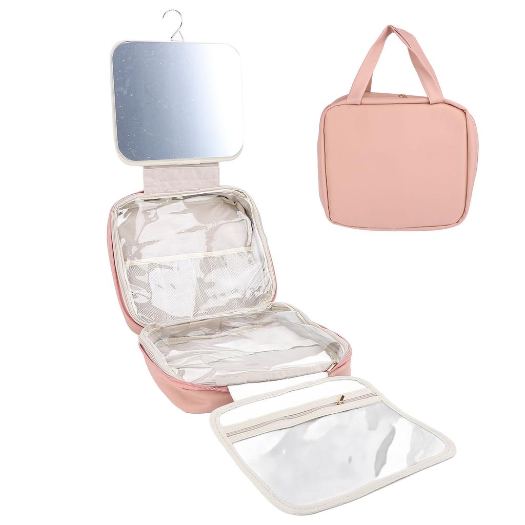 Hanging Hook Travel Toiletry Bag Travel Makeup with Mirror Portable Travel Makeup Case for Travel